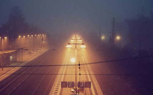 Trainstain with some fog